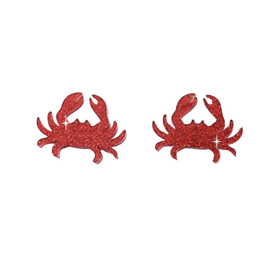 Glitter Crab Stud Earrings