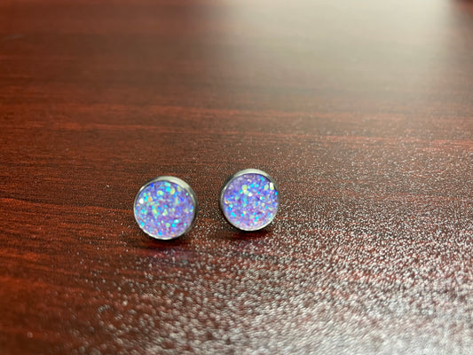 Cotton Candy 10mm Druzy Earring Stainless Steel Butterfly Back