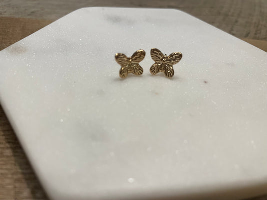 18kt gold plated dainty butterfly stud earring