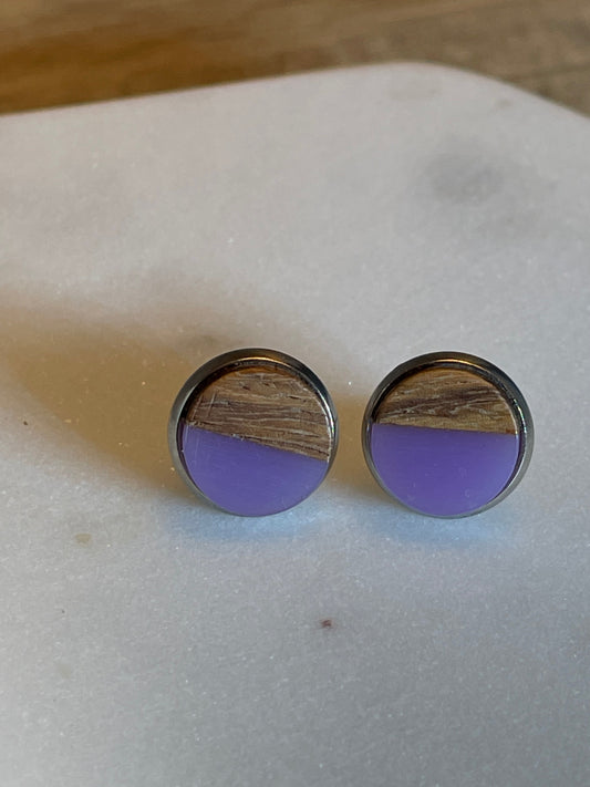 Orchid 10mm Wood Resin Earring with Butterfly Back