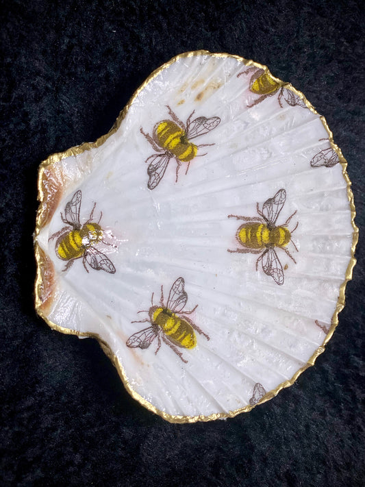 Bee Scallop Ring Holder Trinket Dish
