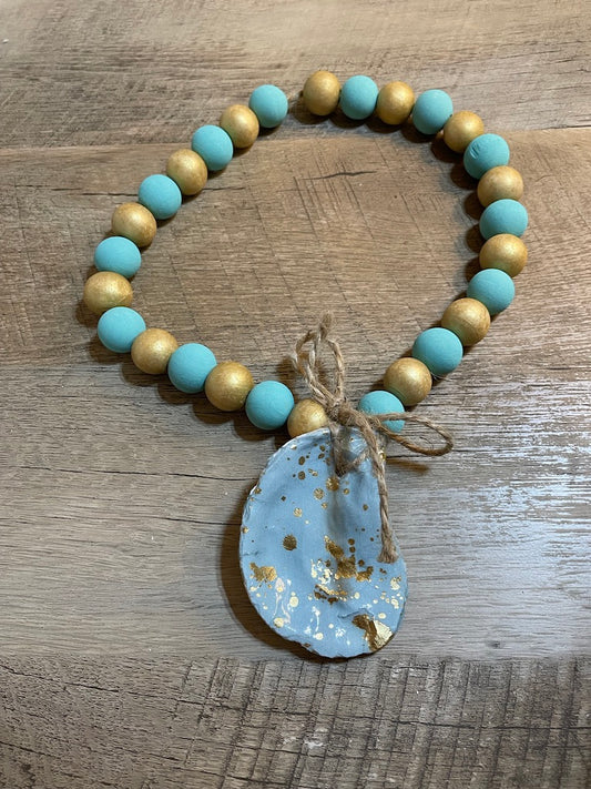 Blue Gold Speck Blessing Bead