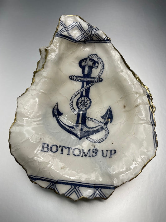 Anchor Blue White Oyster Shell Outline