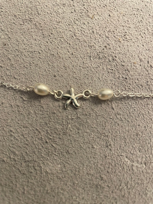 Pearl Starfish Bracelet Silver