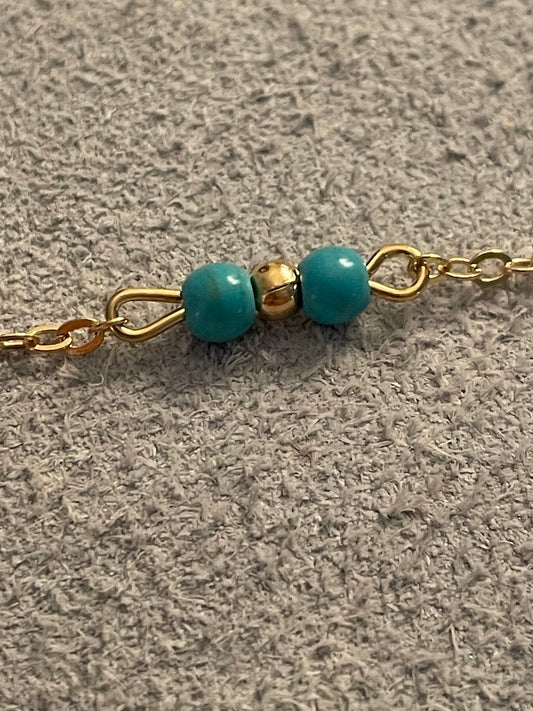 Gold Bracelet with Turquoise Accents
