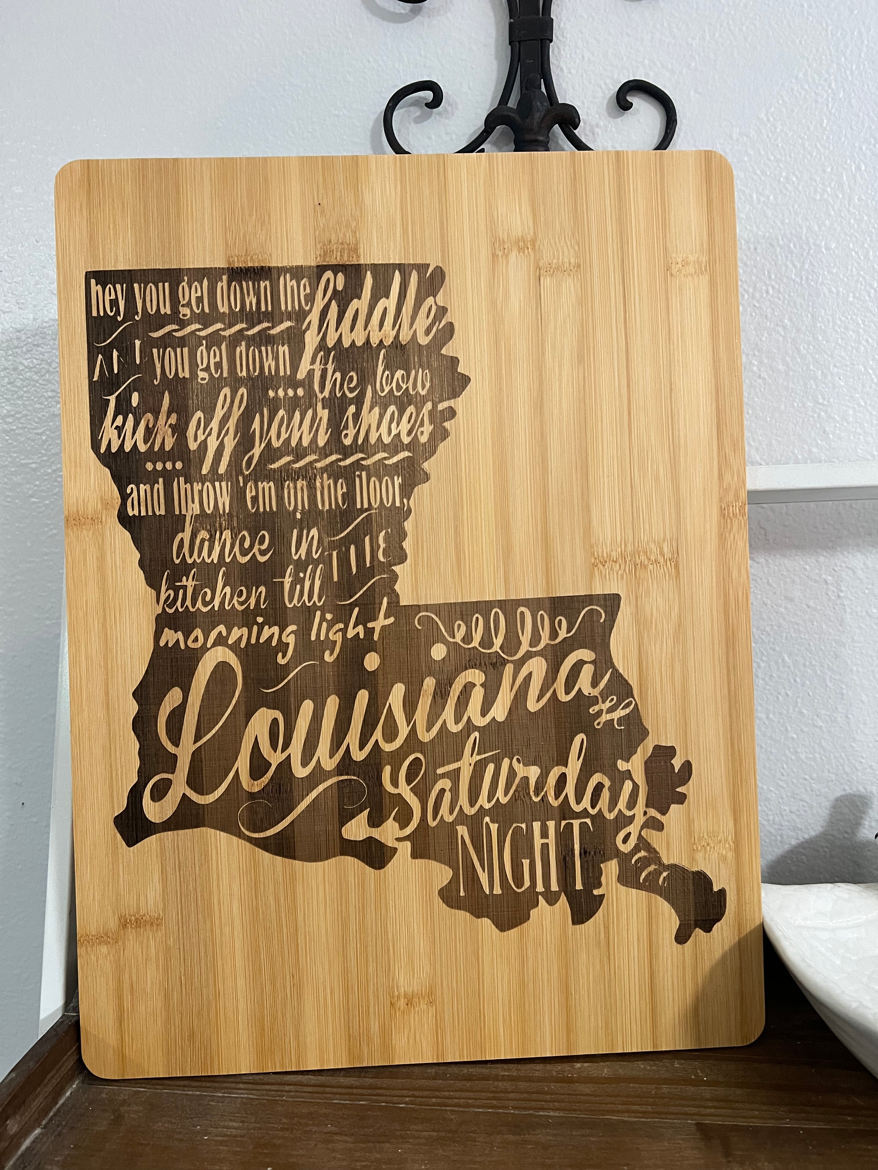 My Kitchen is for Dancing Laser Etched Bamboo Cutting Board 