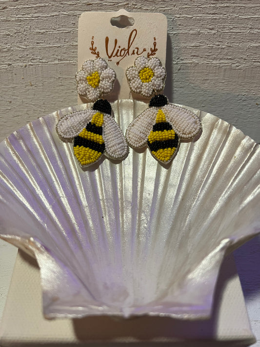 Bees Seed Bead Earrings