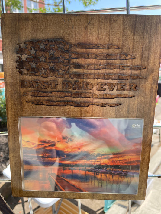 Best Dad Ever American Flag Wooden Picture Frame