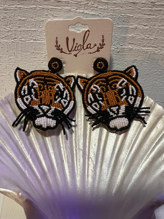 Tiger Seed Bead Earrings