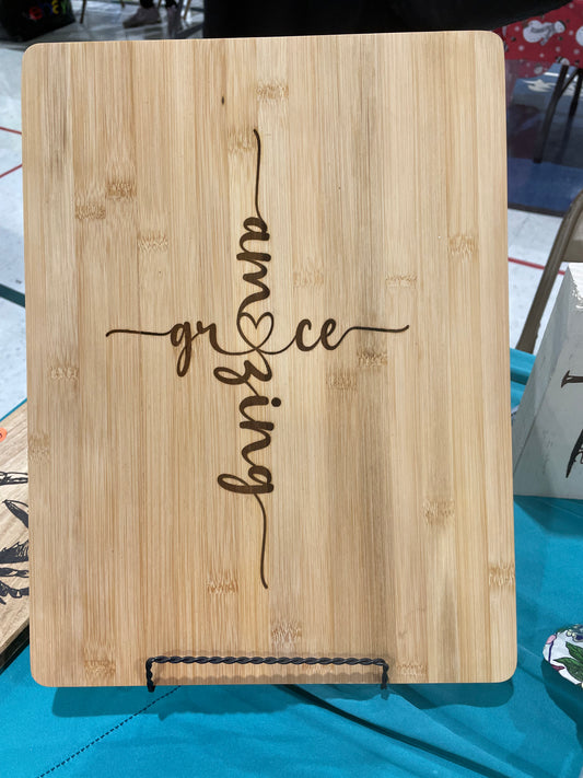 Amazing Grace Heart Bamboo Cutting Board