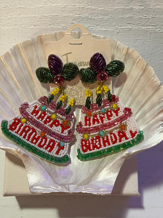 Happy Birthday Seed Bead Earrings