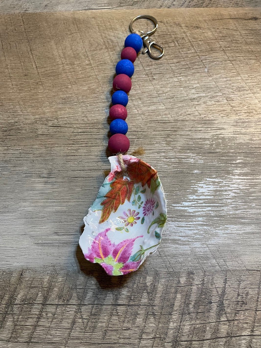 Paisley Print Oyster Shell Keychain