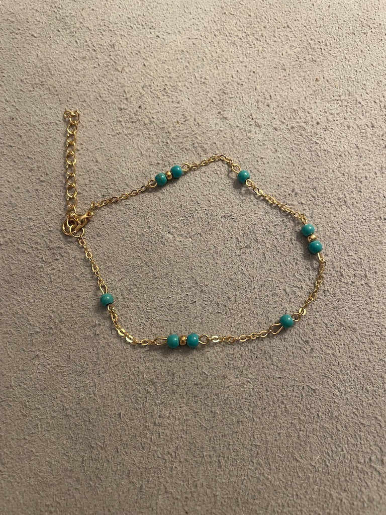 Gold Bracelet with Turquoise Accents